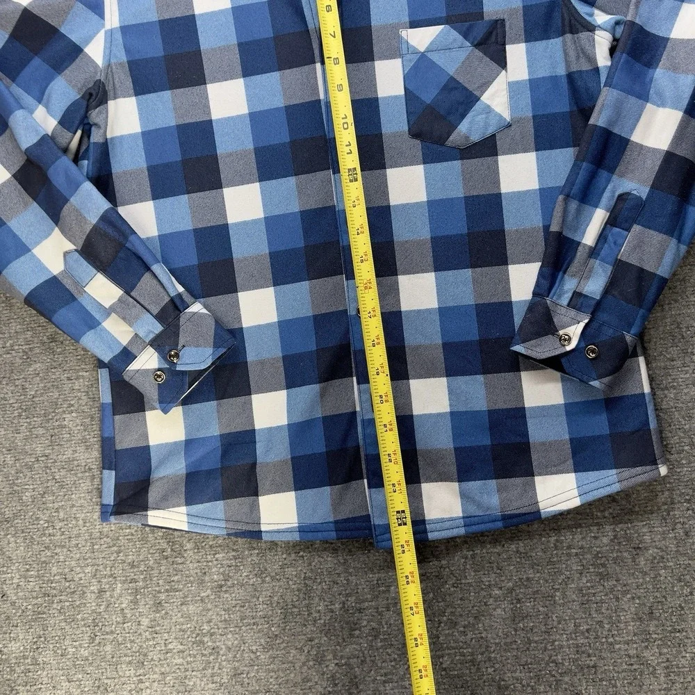 Mens Blue Plaid Button Front Shirt Jacket Flannel Style Size 41